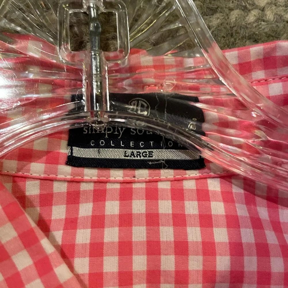 Simply Southern pink gingham long sleeve shirt. - Picture 3 of 4